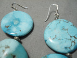 Incredible Vintage Native American Navajo Carico Lake Turquoise Sterling Silver Earrings-Nativo Arts