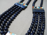 Native American One Of The Best Santo Domingo Lapis Sterling Silver Necklace-Nativo Arts