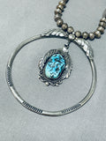 Outstanding Vintage Native American Navajo Sleeping Beauty Turquoise Sterling Silver Necklace-Nativo Arts