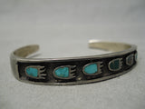 Intricate Vintage Native American Navajo Turquoise Paw Sterling Silver Bracelet Old-Nativo Arts
