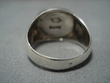 Native American Extremely Detailed Vintage Navaj Turquoise Pueblo Inlay Sterling Silver Ring Old-Nativo Arts