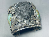 245 Gram Heavy Native American Buffalo Turquoise Sterling Silver Bracelet-Nativo Arts
