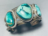 Very Rare Aquastone Vintage Native American Navajo Sterling Silver Bracelet Cuff-Nativo Arts