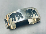 Important Saufkie Family Vintage Native American Hopi Sterling Silver Bear Bracelet-Nativo Arts