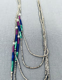 Distinctive Vintage Native American Navajo Turquoise Lapis Sterling Silver Necklace-Nativo Arts