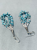Native American Beautiful Vintage Santo Domingo Turquoise Sterling Silver Earrings-Nativo Arts
