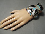 Big Huge Vintage Zuni Native American Turquoise Sterling Silver Bracelet-Nativo Arts