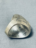 Ravishing Vintage Native American Navajo Carved Godber Turquoise Sterling Silver Ring-Nativo Arts
