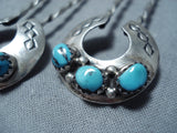 Dynamic Vintage Native American Navajo Kingman Turquoise Sterling Silver Hairpins Old-Nativo Arts