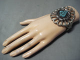 Outstanding Vintage Native American Navajo Turquoise Sterling Silver Cast Bracelet-Nativo Arts