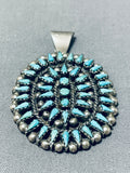 Phenomenal Vintage Native American Zuni Blue Gem Turquoise Cluster Sterling Silver Pendant-Nativo Arts