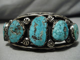 Extremely Rare Turquoise Vintage Native American Navajo Henry Yazzie Sterling Silver Bracelet-Nativo Arts