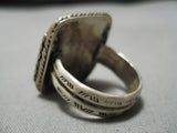 Huge Men's Vintage Native American Navajo Squared Apache Turquoise Sterling Silver Ring Old-Nativo Arts