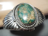 Massive Vintage Native American Navajo Godber Turquoise Sterling Silver Bracelet Old-Nativo Arts