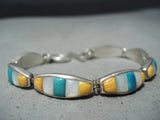 Vibrant Vintage Navajo Turquoise Sterling Silver Bracelet Native American Old-Nativo Arts