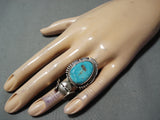 Dynamic Navajo Kingman Turquoise Sterling Silver Ring Native American-Nativo Arts
