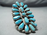 Louis Morgan Vintage Native American Navajo Turquoise Cluster Sterling Silver Ring Old-Nativo Arts