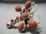Newsworthy Navajo Coral Sterling Silver Dragonfly Ring Native American-Nativo Arts