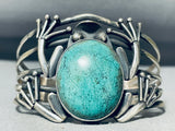 Native American Frog Turquoise Southwest Sterling Silver Cuff Bracelet-Nativo Arts