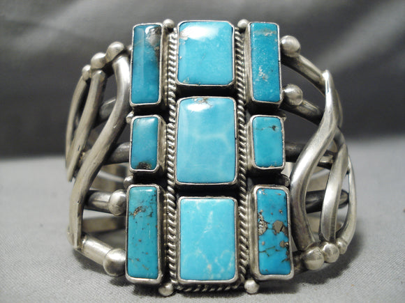 One Of The Best Native American Navajo Verdy Jake Turquoise Sterling Silver Bracelet-Nativo Arts
