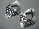 Authentic Vintage Native American Navajo Thomas Singer Sterling Silver Earrings-Nativo Arts