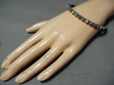 Signed Native American Navajo Turquoise Coral Sterling Silver Bangle Bracelet-Nativo Arts