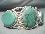 Spectacular Vintage Native American Navajo Green Turquoise Sterling Silver Bracelet-Nativo Arts