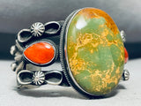 One Of The Best Vintage Native American Navajo Olive Green Turquoise Sterling Silver Bracelet-Nativo Arts