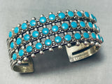 Eyes Of Turquoise Vintage Native American Navajo Sterling Silver Bracelet Cuff Old-Nativo Arts