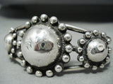 Early Big Bead Vintage Native American Navajo Hand Tooled Sterling Silver Bracelet-Nativo Arts
