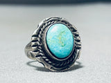 Easter Blue Turquoise Vintage Native American Navajo Sterling Silver Ring Old-Nativo Arts