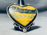 The Biggest Crazy Native American Navajo Honeybee Heart Jasper Sterling Silver Ring-Nativo Arts