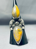 Towering Native American Astounding Honeybee Jasper Sterling Silver Ring-Nativo Arts