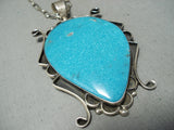 Enormous Vintage Native American Navajo Turquoise Sterling Silver Swirling Necklace-Nativo Arts