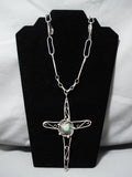 Marvelous Vintage Native American Navajo Cross Pendant Sterling Silver Turquoise Necklace-Nativo Arts