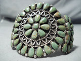 Very Rare Vintage Native American Navajo Green Turquoise Sterling Silver Bracelet Old-Nativo Arts
