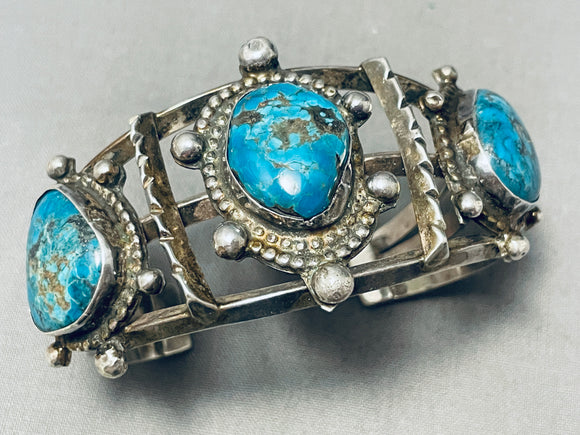 Morenci Turtles Vintage Native American Navajo Turquoise Sterling Silver Bracelet-Nativo Arts
