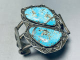 One Of The Best Vintage Native American Navajo Easter Blue Turquoise Sterling Silver Bracelet-Nativo Arts