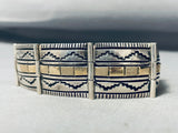 Expertly Detailed Vintage Native American Navajo Gold Sterling Silver Sectional Bracelet-Nativo Arts