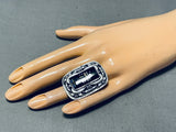 Clay Tom Intricate Inlay Native American Navajo Kachina Maiden Sterling Silver Ring-Nativo Arts