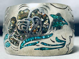 Wide Massive Intricate Vintage Native American Navajo Turquoise Sterling Silver Bracelet-Nativo Arts