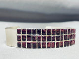 The Best Vintage Native American Navajo Purple Shell Inlay Sterling Silver Bracelet-Nativo Arts