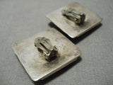 Native American Important Vintage Carlos Eagle Turquoise Sterling Silver Earrings Old-Nativo Arts