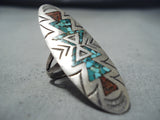 Expressive Vintage Navajo Turquoise Sterling Silver Ring Native American Old-Nativo Arts