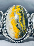 Towering Native American Navajo Honeybee Jasper Sterling Silver Bracelet Signed-Nativo Arts