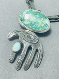 Native American One Of The Best Santo Domingo Carico Lake Turquoise Sterling Silver Necklace-Nativo Arts