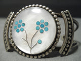 Detailed!! Vintage Native American Zuni Navajo Turquoise Sterling Silver Bracelet Old-Nativo Arts