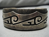 Intrivate Chisels!! Vintage Hopi Native American Navajo Sterling Silver Hand Wrought Bracelet-Nativo Arts