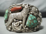 Best Vintage Native American Navajo Coyote Damale Turquoise Sterling Silver Bracelet-Nativo Arts