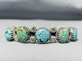 Intense Spiderweb Turquoise Vintage Native American Navajo Sterling Silver Bracelet-Nativo Arts